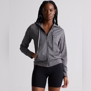 Quince Flow knit Full Zip Hoodie heather gray size large NWOT